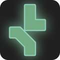 Site Logo - green, abstracted blocky initials on black background